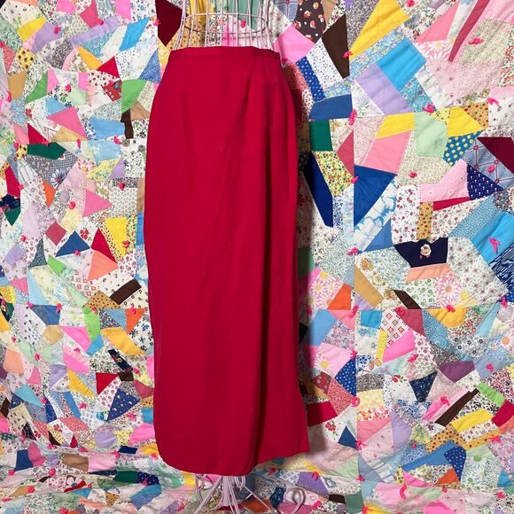 vintage 90s y2k skirt red linen cottage core linen blend maxi | S-M | My Weekend - Picture 1 of 8